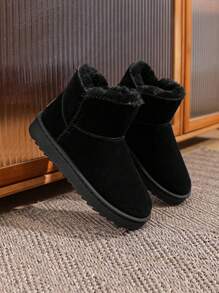 Unisex Thick Thermal Lined Snow Boots, Warm Plush High Top Outdoor Anti-Slip Ankle Boots, Thick Sole Casual Couple Winter Fur Boots