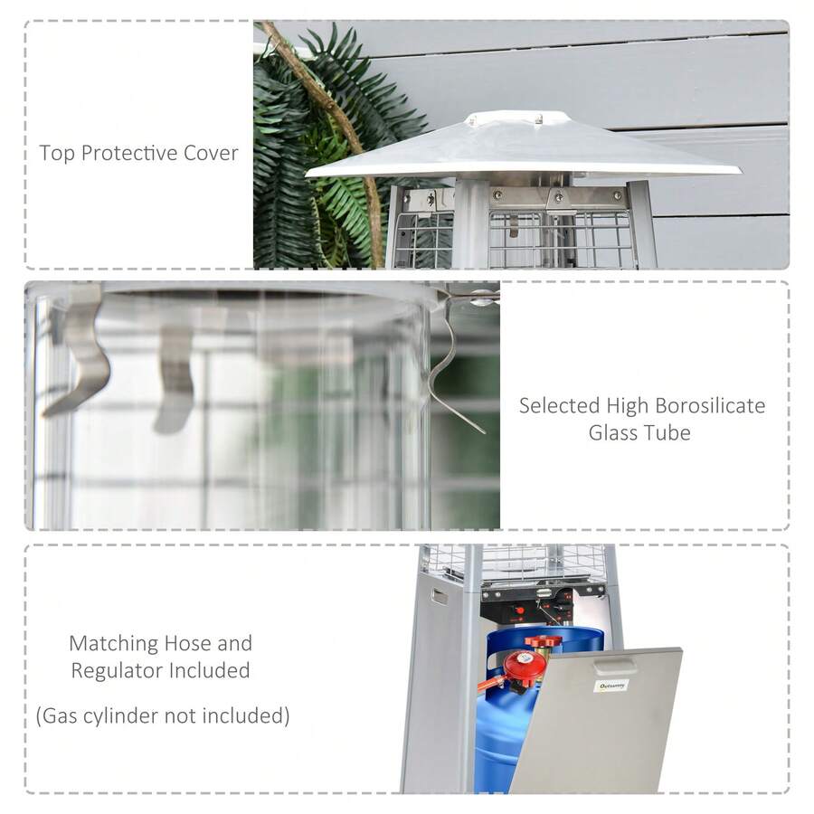 Outsunny Outsunny 11.2KW Outdoor Patio Gas Heater Stainless Steel