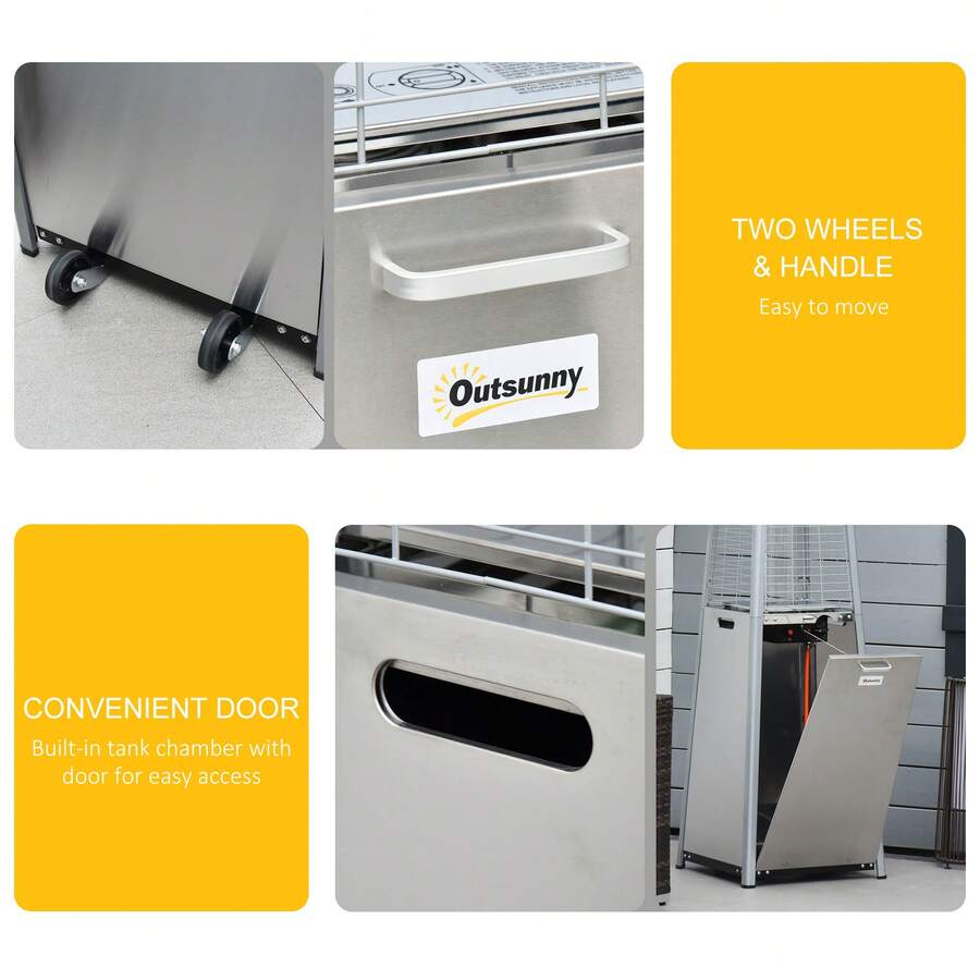 Outsunny Outsunny 11.2KW Outdoor Patio Gas Heater Stainless Steel