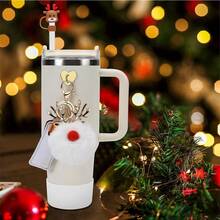 Bộ 5 phụ kiện cốc Giáng sinh - Vỏ ống hút silicon Giáng sinh, đế cốc silicon, giá đựng son môi, đồ trang trí Giáng sinh cho cốc 40oz và 30oz - Nhiều màu - Xem 5