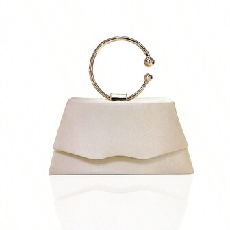 黑色染色设计晚装手拿包，时尚金属装饰夹式顶部，适合婚礼、舞会和派对活动的完美新娘钱包，亮面金属链吻锁手拿包，优雅纹理框架钱包，经典晚宴包