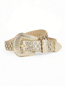 1 chiếc thắt lưng đính đinh tán hình đầu lâu dành cho nữ, phụ kiện trang trí cổ điển đa năng cho váy, áo sơ mi, váy và quần thường ngày, thiết kế tối giản - Loại khóa chốt - Xem 8