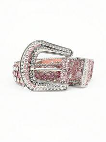 1 chiếc thắt lưng đính đinh tán hình đầu lâu dành cho nữ, phụ kiện trang trí cổ điển đa năng cho váy, áo sơ mi, váy và quần thường ngày, thiết kế tối giản - Loại khóa chốt - Xem 2