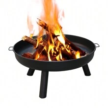 Joparri Feuerschale Ø 80 cm , Flammlachs inkl. Edelstahlhalterungen, Große Feuerstelle für den Garten, Terrasse, Party