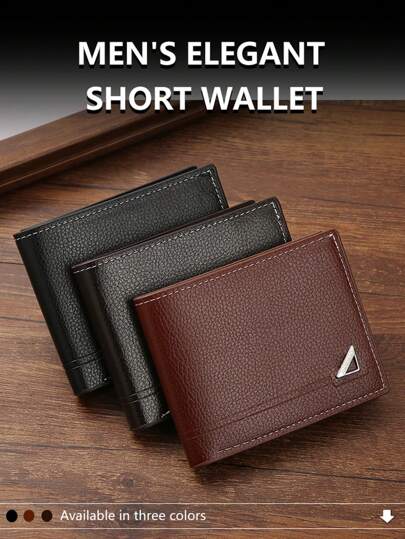 1-3 peças/conjunto Carteira curta de couro sintético masculina, carteira xadrez macia e moderna, compartimentos para vários cartões de grande capacidade, pode armazenar notas grandes, bolso simples para moedas, compartimento para fotos para cartão de crédito, cartão de banco, cartão de identificação, estilo casual de negócios, é um presente ideal para aniversário masculino ou parceiro, estilo de moda jovem para homens, adequado para adolescentes, verão casual, atividades ao ar livre, esportes, férias, viagens, presentes de formatura ou acessórios para vestidos de aniversário, formais/formais de negócios