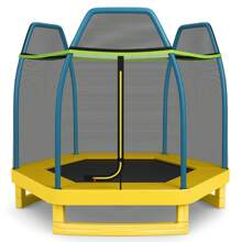 Lifezeal 7FT Kids Trampoline Outdoor Indoor Recreational Bounce Jumper Yellow/Green/Blue/Orange/Pink - Yellow - View 9