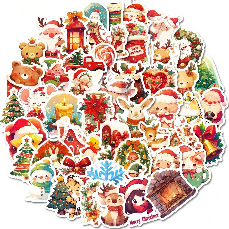 50 miếng dán Giáng sinh, miếng dán Giáng sinh vui vẻ, quà tặng Giáng sinh, miếng dán Giáng sinh cho thiệp, miếng dán Vinyl, miếng dán Retro Vintage, cho điện thoại máy tính xách tay, xe hơi, ván trượt, chai nước, sổ lưu niệm, máy tính, nhật ký - Nhiều màu - Xem 1