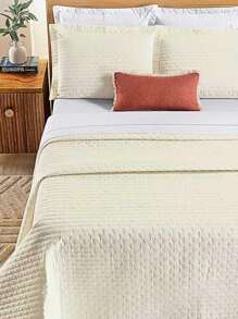 3-Piece Double/Queen/King Bedspread 200 Thread Count Percale 80% Cotton With Embroidered Finish - Verity - 稻草 - 查看 3