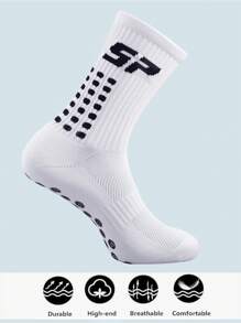 1 Paar Herren Anti-Rutsch Dickkissen Fußball/Basketball Sport Socken mit Grip, für Fitnessstudio