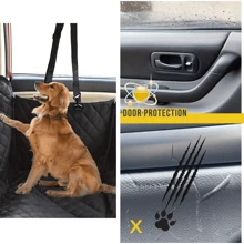 Fundas para asientos traseros de coche para mascotas totalmente cerradas y adecuadas para modelos de automóviles de tamaño mediano como sedanes y SUV. Son 100% impermeables y resistentes a las manchas para proteger tu amado automóvil.