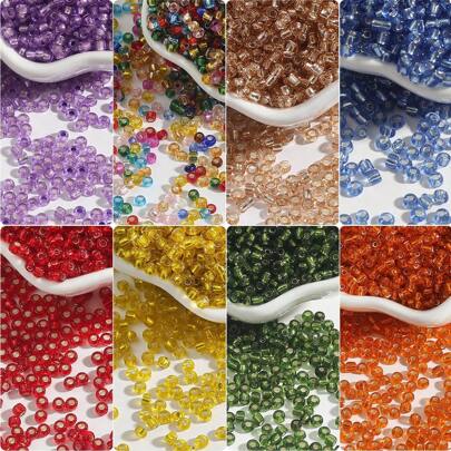 2mm-30g/1800pcs Japanese Glass Seed Beads Silver-Lined Glass Beads Tube Seed Beads Small Craft Beads For Jewelry Making DIY Bracelet Necklaces Accessories Waist Earring DIY Craft