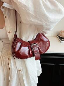 1 chiếc túi đeo chéo hình lưỡi liềm đeo vai nách thời trang dành cho nữ, đa năng - Nhiều màu - Xem 7