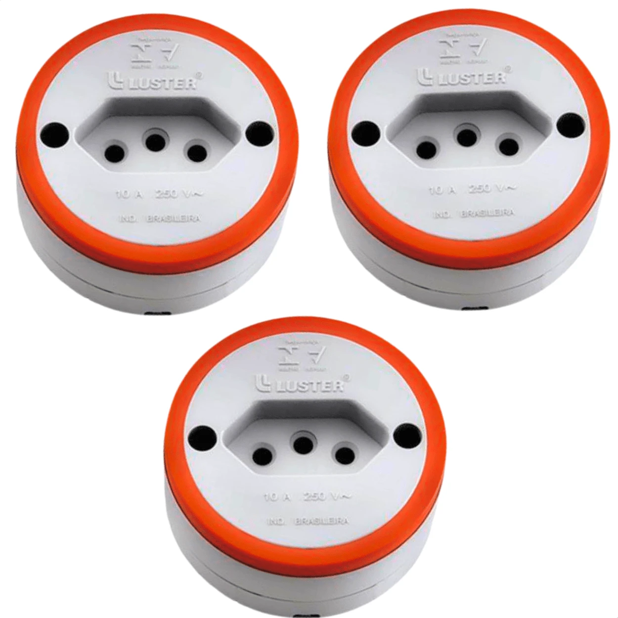 Round Surface Mounted Socket 10A 250v Inmetro Standard Kit 3 Units ...