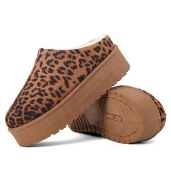 READYSALTED Women's Outdoor Casual Plush Lined Comfortable Warm Snow Slippers, Fashion Non-Slip Platform Sole Suede-Like Fleece Winter Indoor Outdoor House Shoes