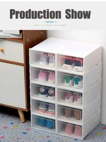 Cajas de almacenamiento de zapatos a prueba de polvo, caja apilable, organizador de zapatos 6pz - Multicolor - Ver 3