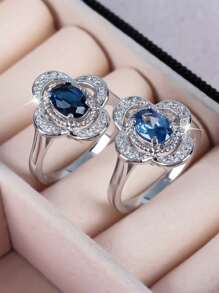 1 pieza Anillo de piedra de zirconia en forma de lágrima brillante y lujoso, ideal para mujeres como regalo para el Día de San Valentín, compromiso, boda, aniversario, mamá, madre, Día de la Madre