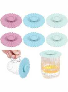 1件/3件硅胶杯盖密封带手柄创意向日葵杯盖马克杯玻璃陶瓷杯防尘防漏北欧杯盖饮具厨房餐厅