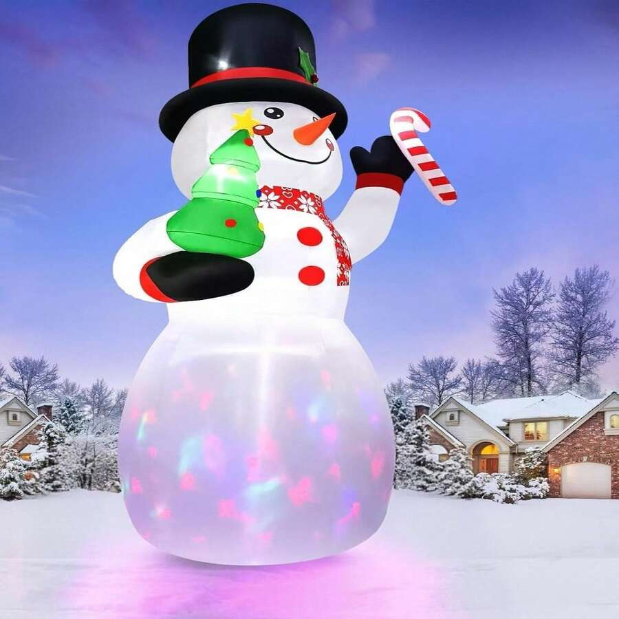 Kalolary Muñeco de nieve inflable de 20 pies para decoraciones navideñas al aire libre con luces LED incorporadas para decoración interior y exterior, regalos y decoración navideña para el hogar - Tipo de Enchufe A USA (110-127V) - Ver 1