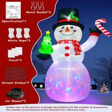 Kalolary Muñeco de nieve inflable de 20 pies para decoraciones navideñas al aire libre con luces LED incorporadas para decoración interior y exterior, regalos y decoración navideña para el hogar - Tipo de Enchufe A USA (110-127V) - Ver 6
