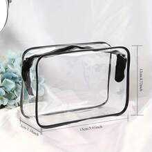 Túi đựng đồ vệ sinh cá nhân trong suốt có thể gấp gọn, túi đựng đồ du lịch tối giản có sức chứa lớn đựng đồ vệ sinh cá nhân và mỹ phẩm, hình vuông PVC - Đen và trắng - Xem 2