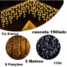 Waterfall Curtain 150 LEDs 110V 3M 8 Functions Flashing Lights Christmas Decoration White Wire - Xem 1