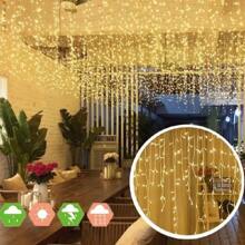 Waterfall Curtain 150 LEDs 110V 3M 8 Functions Flashing Lights Christmas Decoration White Wire - Xem 3