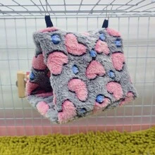 1pc Soft & Cozy Warm Plush Heart Pattern Triangle Hammock Bird Nest, Suitable For Cockatiel, Parrotlet & Other Small-Medium Parrots To Sleep, Rest, Play. Multi-Size & Color Options, Detachable Metal Hook For Cleaning, Applicable For Autumn & Winter