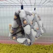 1pc Soft & Cozy Warm Plush Heart Pattern Triangle Hammock Bird Nest, Suitable For Cockatiel, Parrotlet & Other Small-Medium Parrots To Sleep, Rest, Play. Multi-Size & Color Options, Detachable Metal Hook For Cleaning, Applicable For Autumn & Winter
