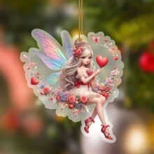 1pc 2d Plane Effect Green Butterfly Fairy Festival Party Decoration, Home Garden Tree Hanging Plaque Sign, Backpack Keychain Pendant Gifts Birthday Graduation