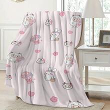 Blanket 1pc150*200cm Rabbit Flower Cat Cherry Fruit Copy Pattern Blanket Blanket Comfortable Soft Skin-Friendly Plush Blanket Flannel Blanket, Sofa Blanket Suitable For Adults At Home/Picnic/Travel, Gifts For Friends, Family And Partners To Keep Warm Warm Blanket Suitable For Bed Blankets, Air Conditioning Blankets, Bath Towels, Sofa Blankets, Pet Blankets, Nap Blankets, Suitable For All Scenes. - Multicolor - View 4
