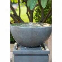 35.5" Polyresin Gray Zen Bowl Water Fountain, Outdoor Bird Feeder /Bath Fountains, Relaxing Water Feature For Garden Lawn Backyard Porch,FurniHub