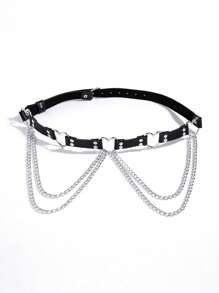 女士深色哥特式腰带，适合日常穿着 - 黑色 - 查看 3