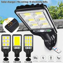 Luces solares LED de 8000 lm con sensor de movimiento para exteriores con control remoto, luces de calle solares para exteriores, impermeables, luces solares de 3 modos para patio exterior, jardín, camino y estacionamiento - 117COB - Ver 2