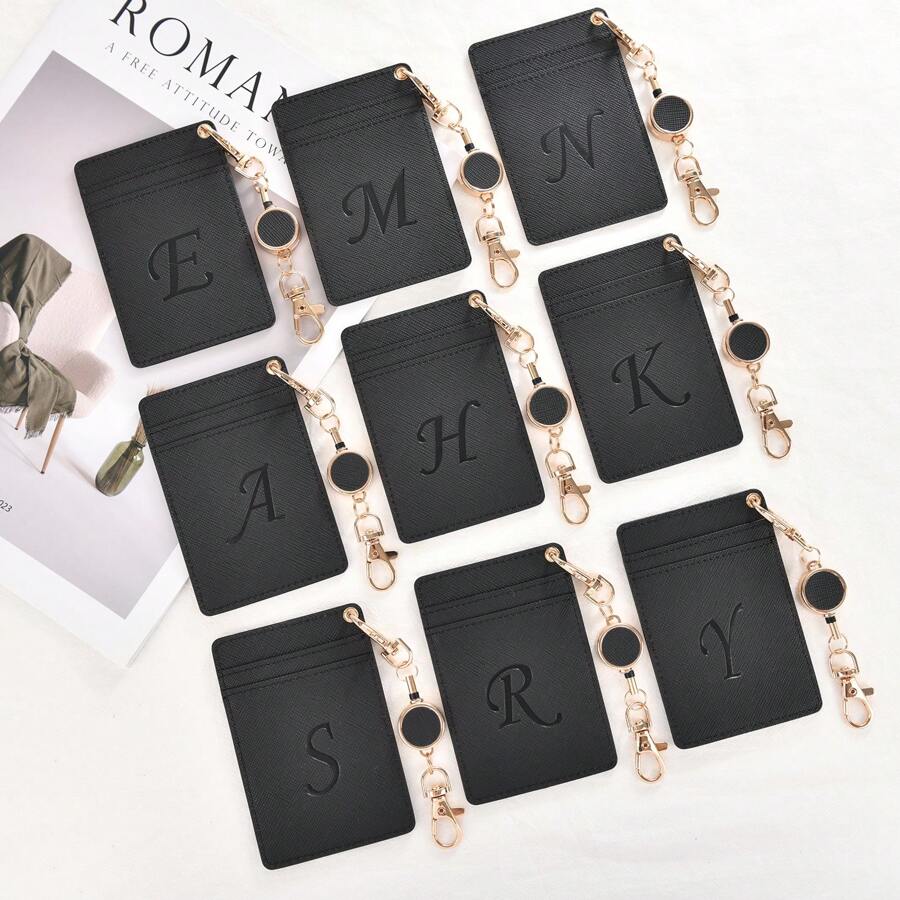 1pc Cute Letter Pattern Retractable Badge Holder Reel Office/School Supplies Christmas Gift Thanksgiving Vintage Gifts For Card Holder Wallet Business Card Holder Credit Card Holder Id Card Holder Women For Women Mini Wallet Card Wallet