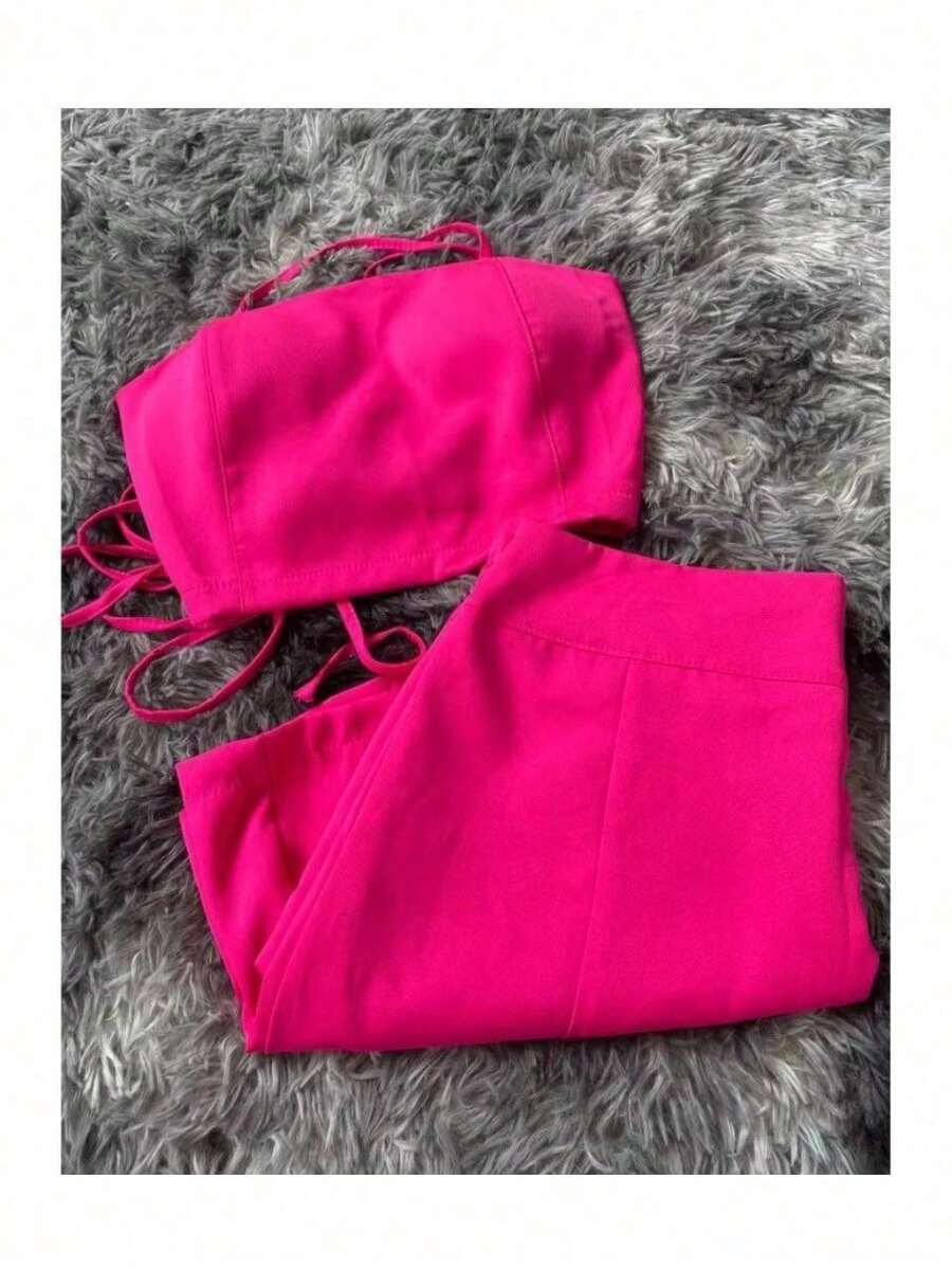 Tailored Shorts-Skirt And Cropped Set – Elegance, Style And Boldness In One Look - 玫紅色 - 查看 1