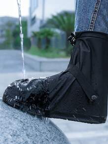 Thick Non-Slip Waterproof Rain Shoe Covers For Kids, Outdoor Rain Boots Overshoes - Black - View 9