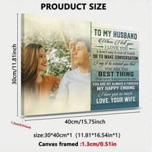 1 Piece Customizable Couple Picture Canvas Poster With Wooden Frame - Personalized Couples And Family Photo Wall Art - Share Precious Moments, Perfect Gift For Friends And Family, Home Decoration Gifts Birthday Graduation