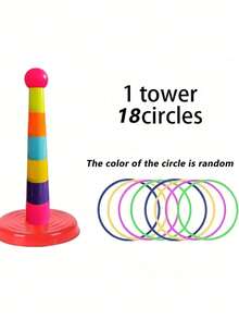 1 Bộ Đồ Chơi Vòng Xếp Hình Cho Trẻ Em, Trò Chơi Giải Trí Tương Tác Giữa Cha Mẹ Và Con Cái, Trò Chơi Thi Đấu Trong Nhà Và Ngoài Trời Cho Trẻ Em, Giúp Trẻ Em Nhận Biết Màu Sắc Sớm (Màu Sắc Của Hình Tròn Và Tháp Là Ngẫu Nhiên) - Nhiều màu - Xem 11