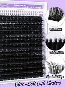 208Pcs D Curl Fluffy Lash Clusters With Bottom Lashes 10-18mm Thick Cluster Eyelash Extensions Wispy Individual Lashes With Lower Eyelash Clusters Lashes Clusters DIY At Homelash Clusters,Eyelash Clusters,Individual Eyelashes,Lashes,Fake Lashes - D - View 2