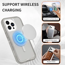 适用于 iPhone 16/15/14/13/12/11 系列透明手机壳，兼容 MagSafe，三层磁性充电盒，iPhone 16 Pro Max 重型防震防摔手机壳，适用于圣诞节、生日、新年礼物、冬季、送给家人、朋友、生日、女朋友、男朋友的礼物 - 黑色 - 查看 2