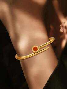 1 Piece Gold Color Roman Numerals Bracelet For Women Stainless Steel Bracelets Set Fashion Jewelry Accessory - Gold - View 3