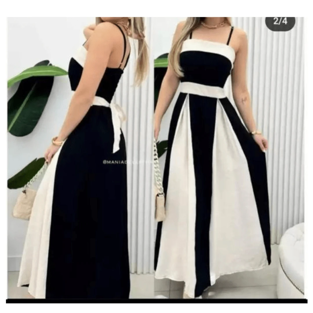 TWO-COLOR WOMEN'S DRESS - 黑色 - 查看 1