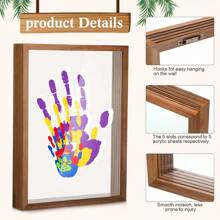 1 Peça Kit de Impressão Manual DIY para Casa - Kit de Impressão de Mão e Pé, Caixa de Sombra - Quadro de Madeira Impresso DIY, Caixa de Memória de Madeira, Sem Eletricidade Necessária, Inclui 4 Peças de Folhas de Acrílico Transparente para Decoração Doméstica, Sala de Estar, Quarto, Sala de Estar, Escola, Escritório, Decoração de Mesa, Presente para Família, Amantes e Amigos