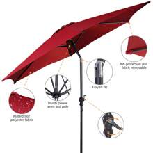 Lifezeal 10 FT Patio Umbrella Patio Market Steel Tilt W/ Crank Outdoor Yard Garden - 酒紅色 - 查看 8