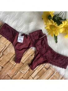Double String Microfiber And Lace Thong Kit Emerald - 彩色 - 查看 7