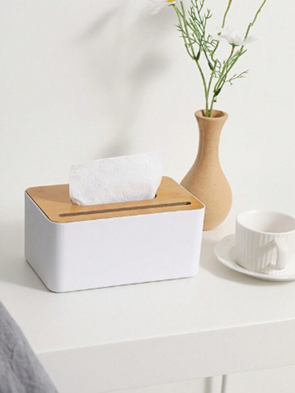 1 pièce Boîte à mouchoirs simple en bambou et bois, support à serviettes pour comptoir de salon