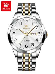 OLEVS. OLEVS Men's Watches Rhombus Mirror Original Quartz Watch For Man Waterproof Luminous Stainless Steel Wristwatch Male Date Week