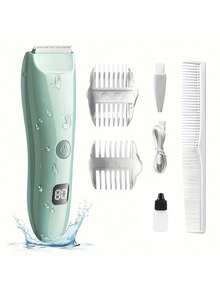 Tông đơ cắt tóc sạc USB có lưỡi gốm, pin lithium 500 MAh, thích hợp để cắt tỉa vùng bẹn và cơ thể, máy cạo râu không dây cho nam và nữ, tông đơ cắt tóc quà tặng ngày lễ chuyên nghiệp - màu xanh lá - Xem 2