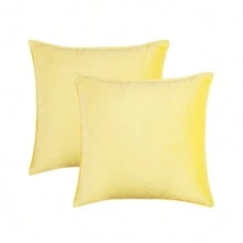 1pc Velvet Edged Solid Square Cushion Case For Sofa, Bedroom, Car, 18 X 18 Inch / 45 X 45 Cm - Mustard Yellow - View 5