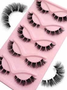 5 Pairs Asiteo New Cat Eye False Eyelashes, 3D Natural Transparent Band Fluffy Soft Criss-Cross Lashes, Delicate Natural Eyelash Extensions For Makeup - 眼尾拉長款 - 查看 5